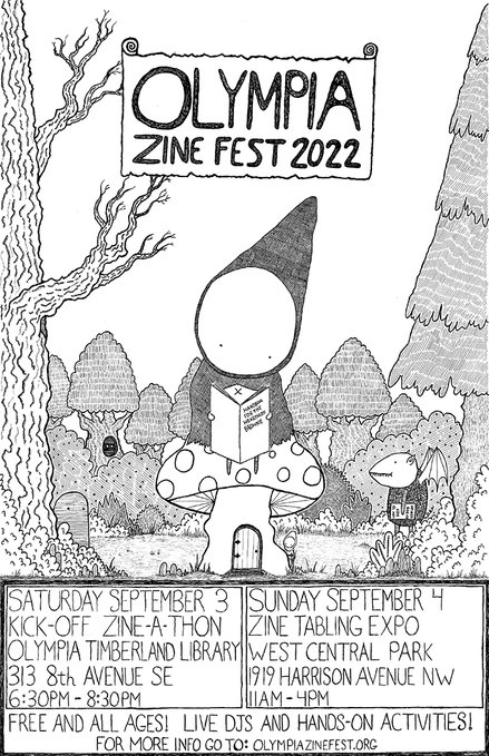 Olympia Zine Fest 2022 poster by Timothy Murphy 